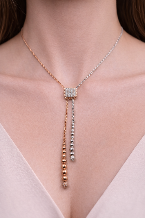 Asymmetrical Bead Drop Y-Pendant