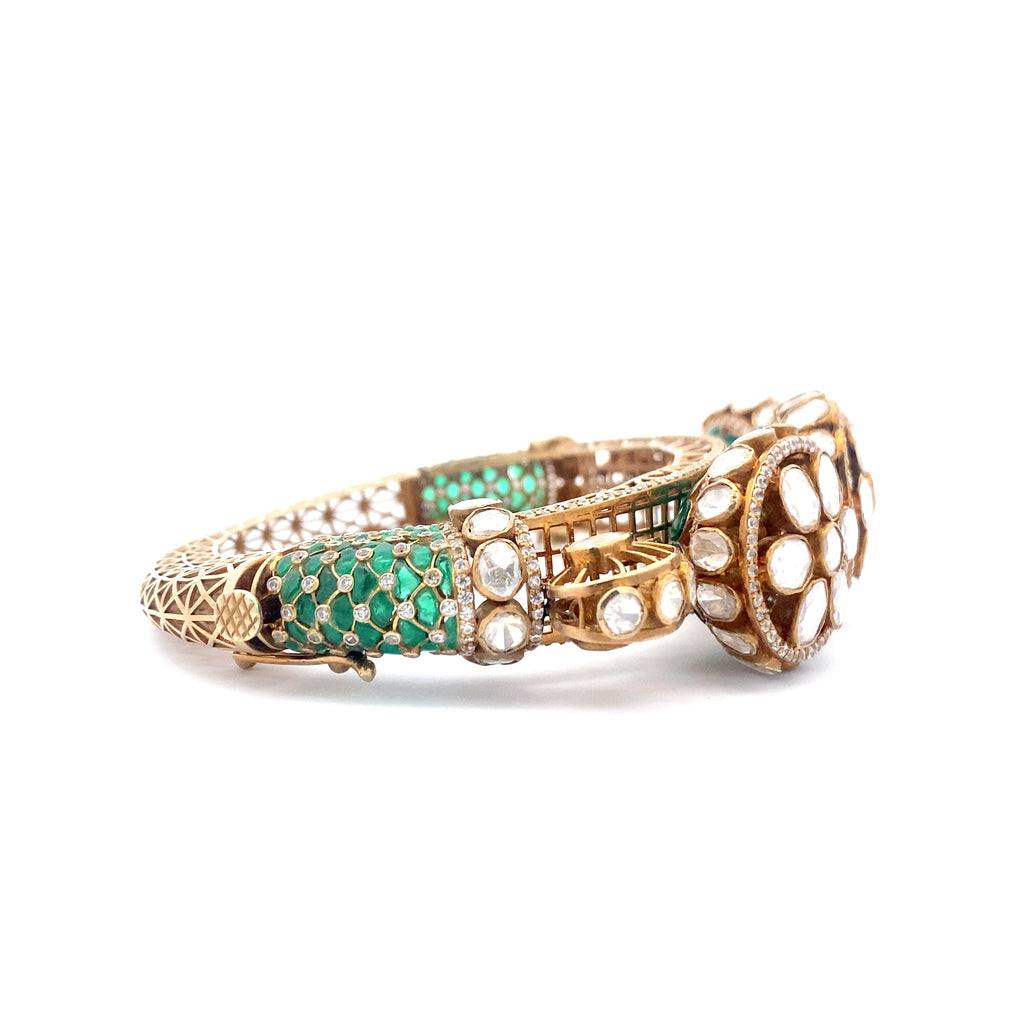 Verdant Lattice Emerald Bangle