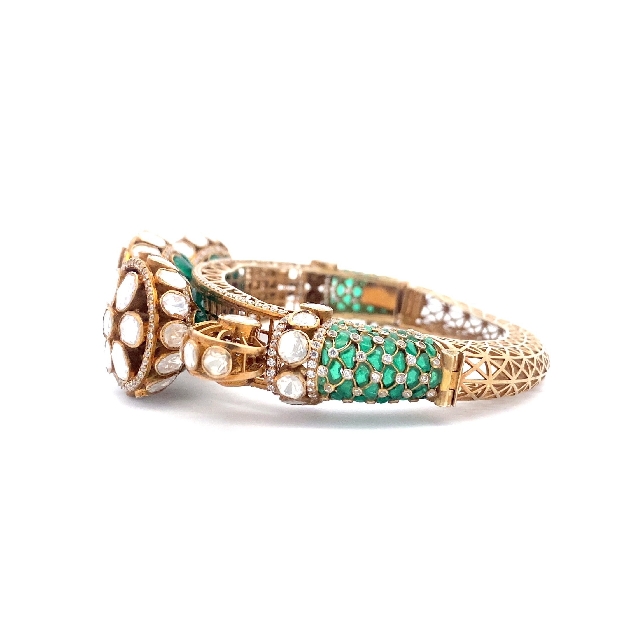 Verdant Lattice Emerald Bangle