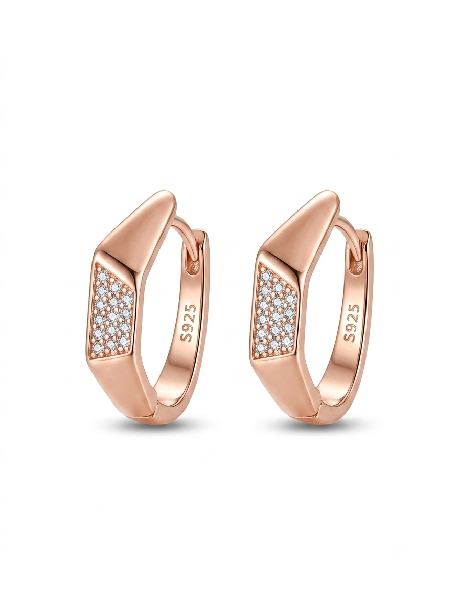 Angular Pave Hoop Earrings