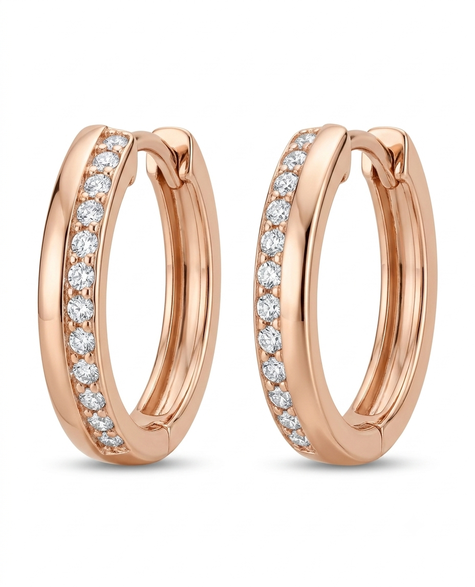 Channel Set Rose Gold Hoop Earrings