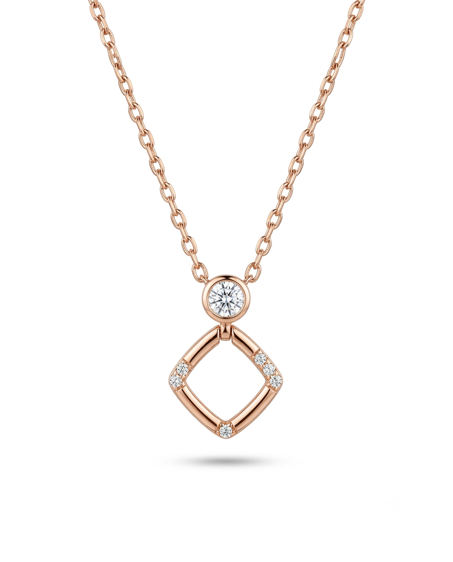Rose Gold Geo Drop Necklace