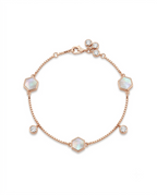 Shell Hex & Crystal Station Rose Gold Bracelet