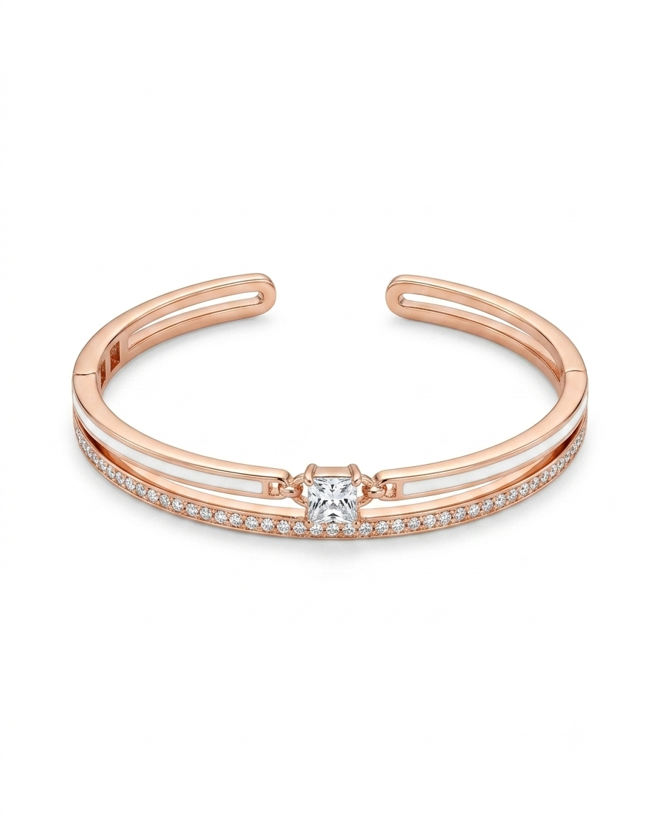 Square Solitaire Cuff Bangle