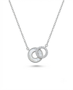 Duo Circle Shell Silver Necklace