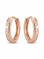 Flush Set Stone Hoop Earrings
