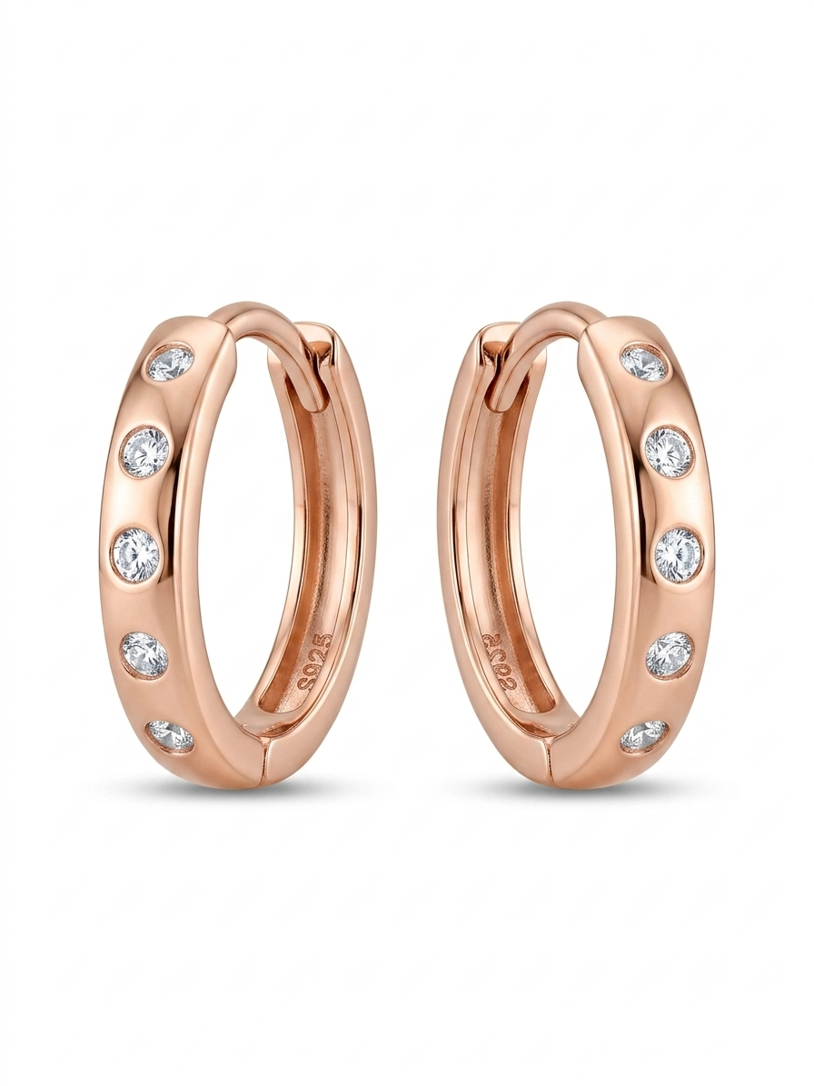 Flush Set Stone Hoop Earrings