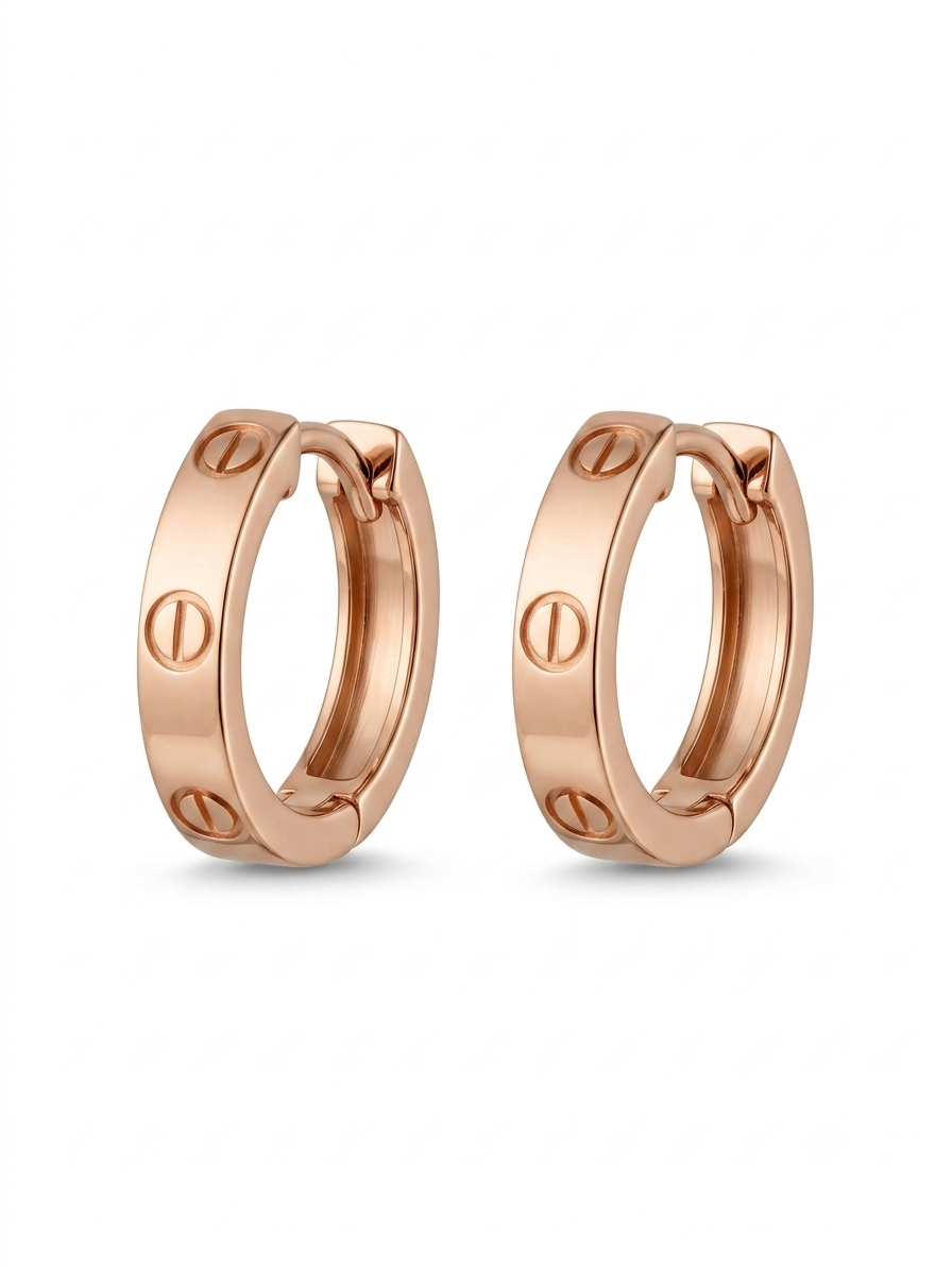 Screw Detail Rose Gold Hoop Earrings