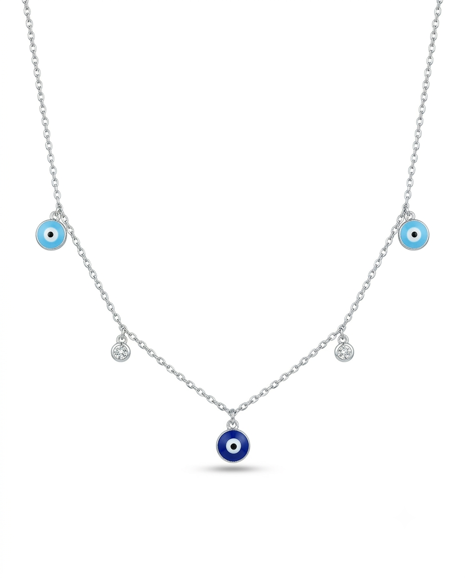 Evil Eye Charm Station Necklace