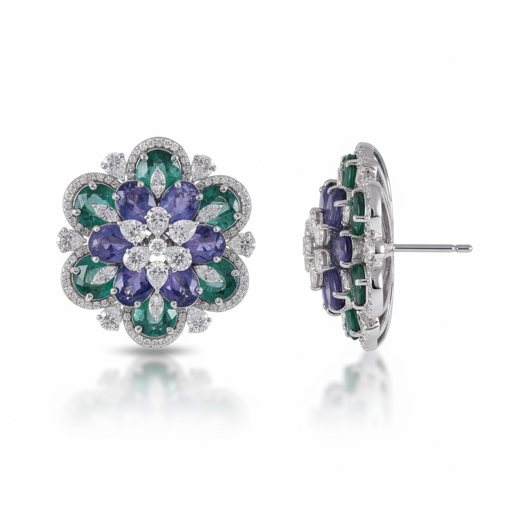 Emerald Tanzanite Luxe Studs
