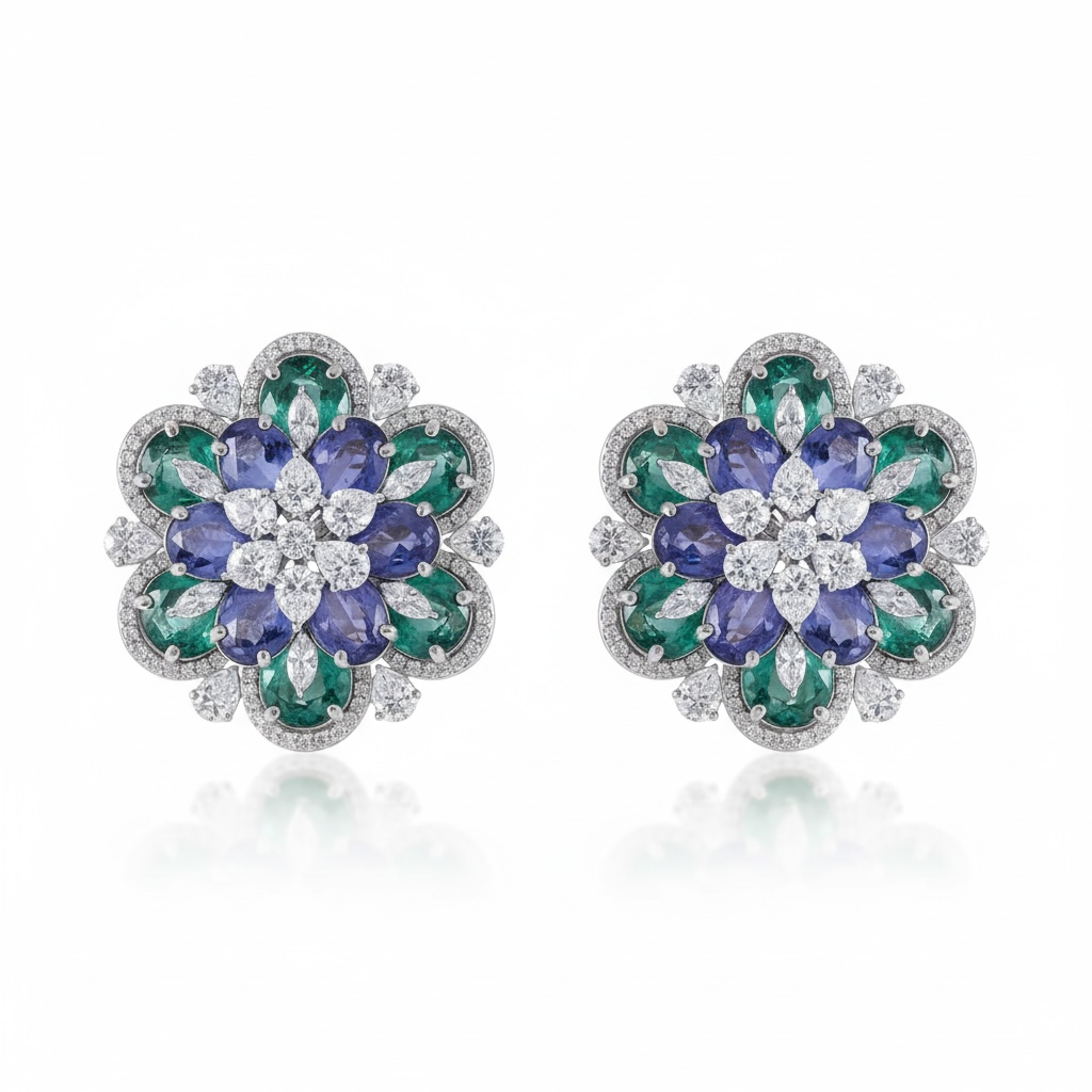 Emerald Tanzanite Luxe Studs
