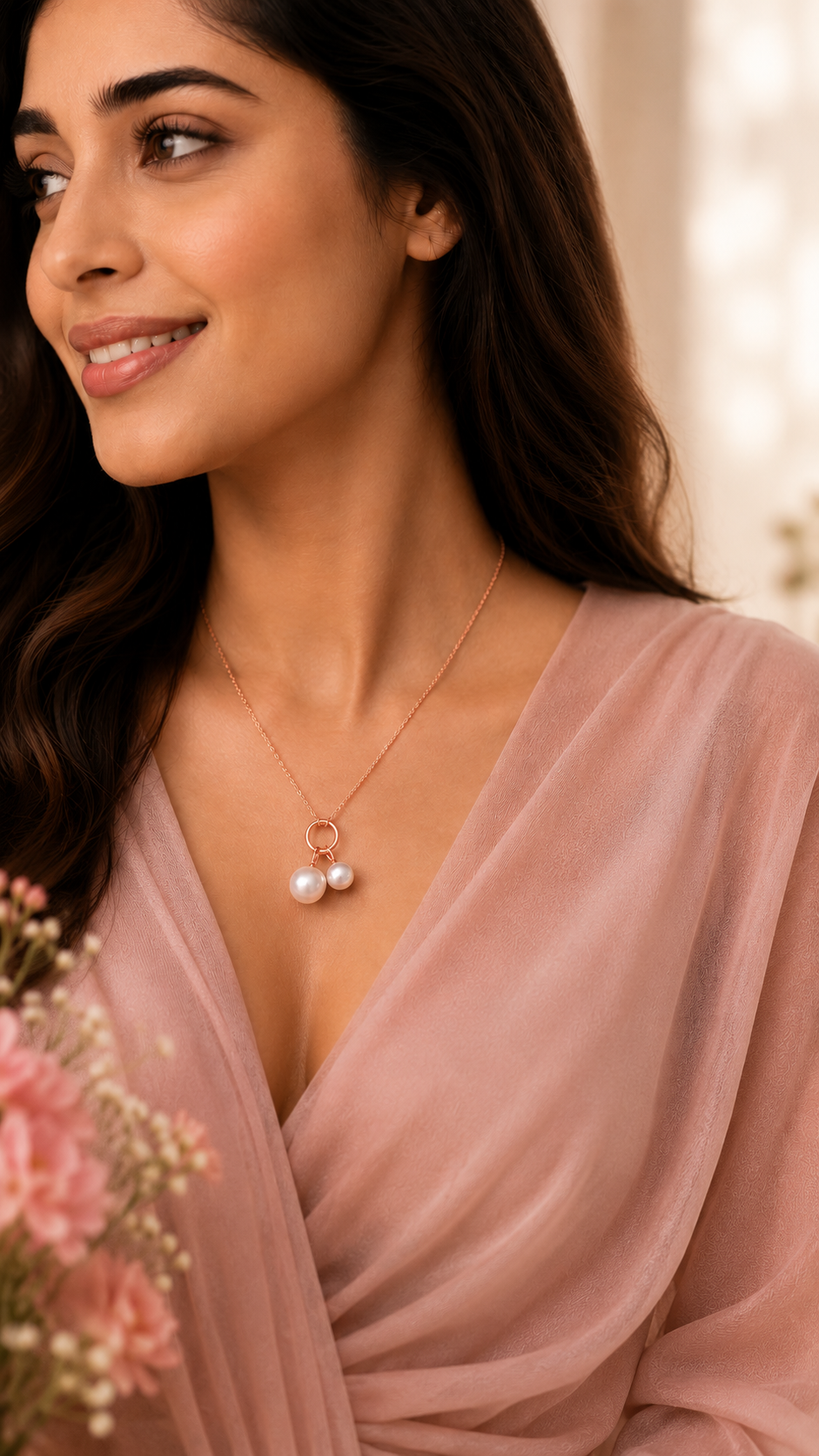 Twin Moon Pearl Pendant