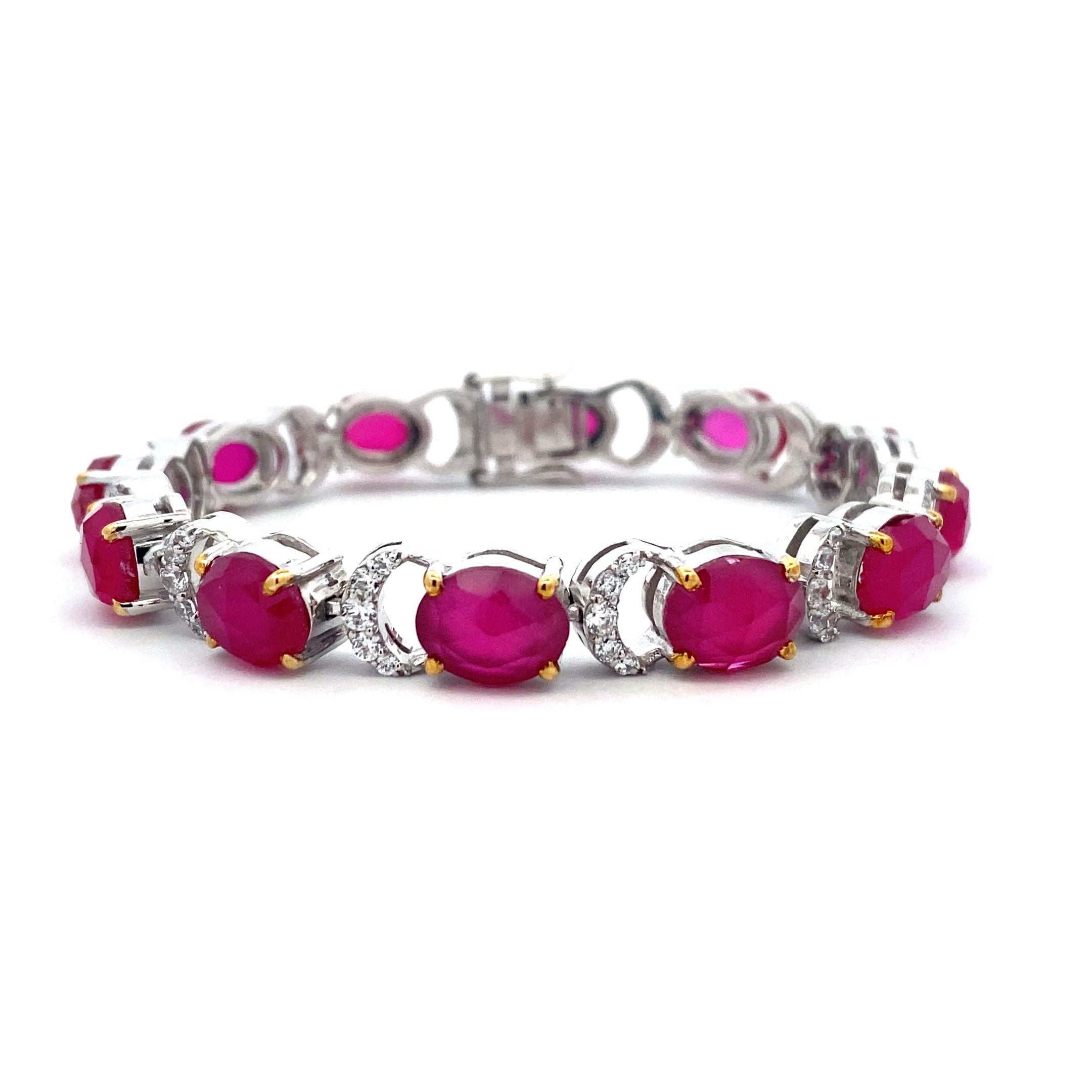 Oval Ruby Moissanite Bracelet