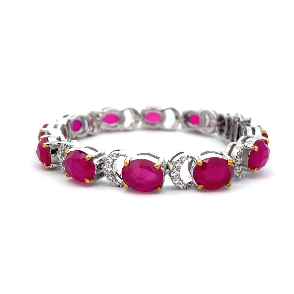 Oval Ruby Moissanite Bracelet