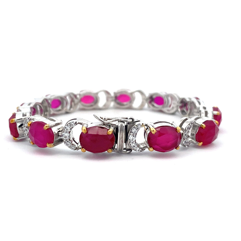 Oval Ruby Moissanite Bracelet
