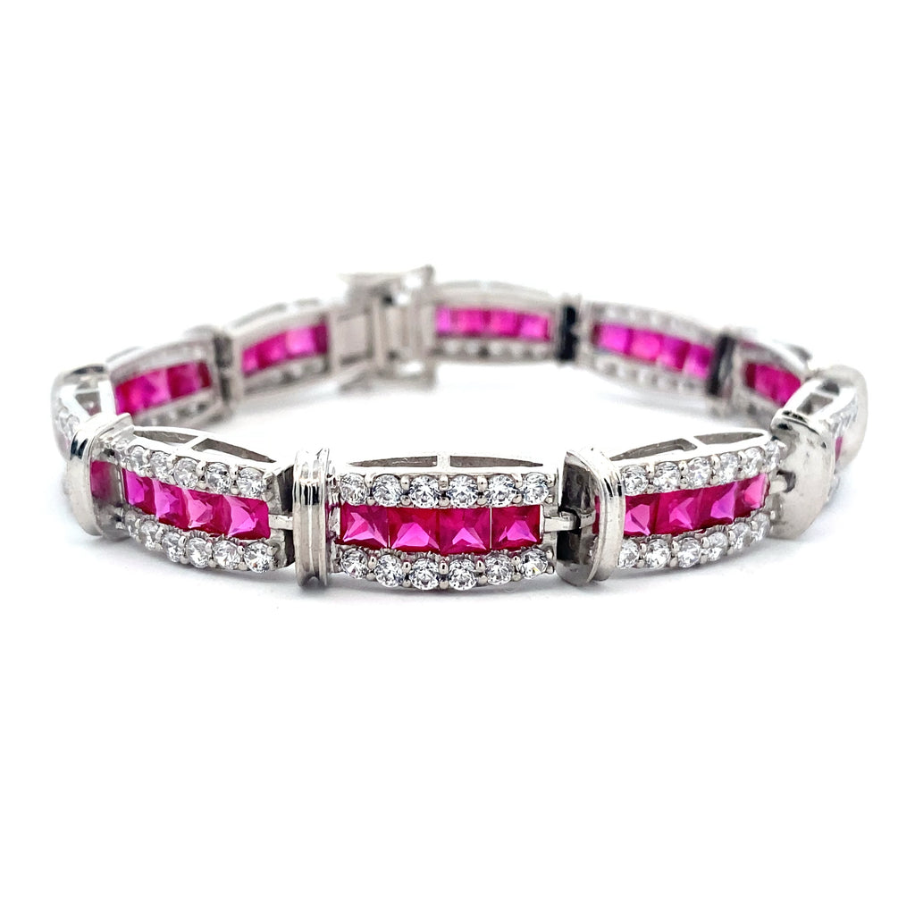 Ruby Moissanite Panel Bracelet