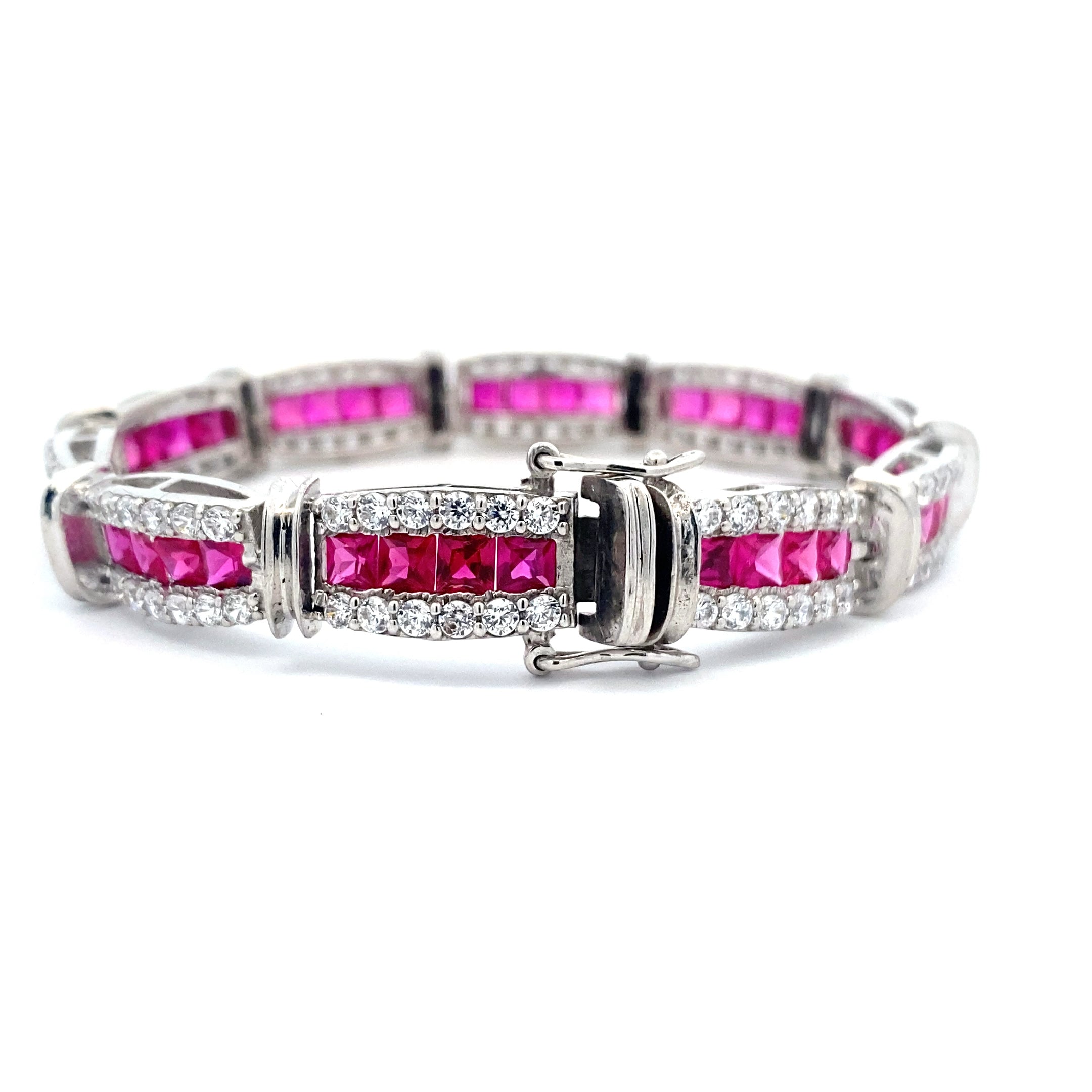 Ruby Moissanite Panel Bracelet