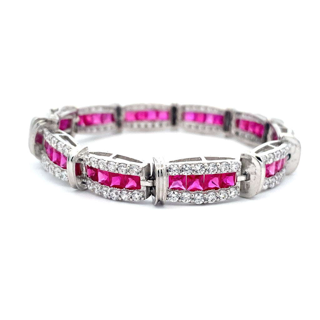Ruby Moissanite Panel Bracelet