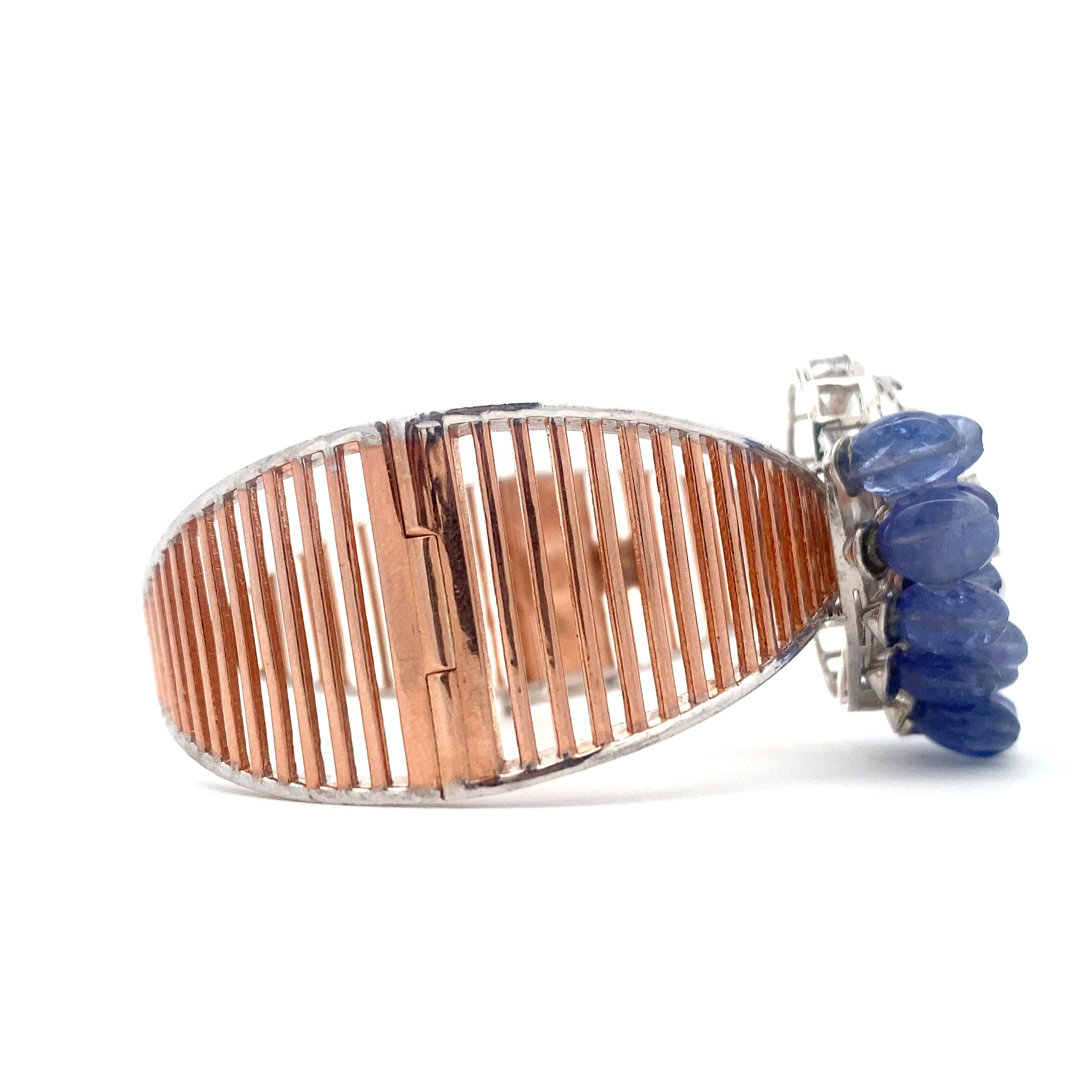 Moissanite Sapphire Silver Cuff