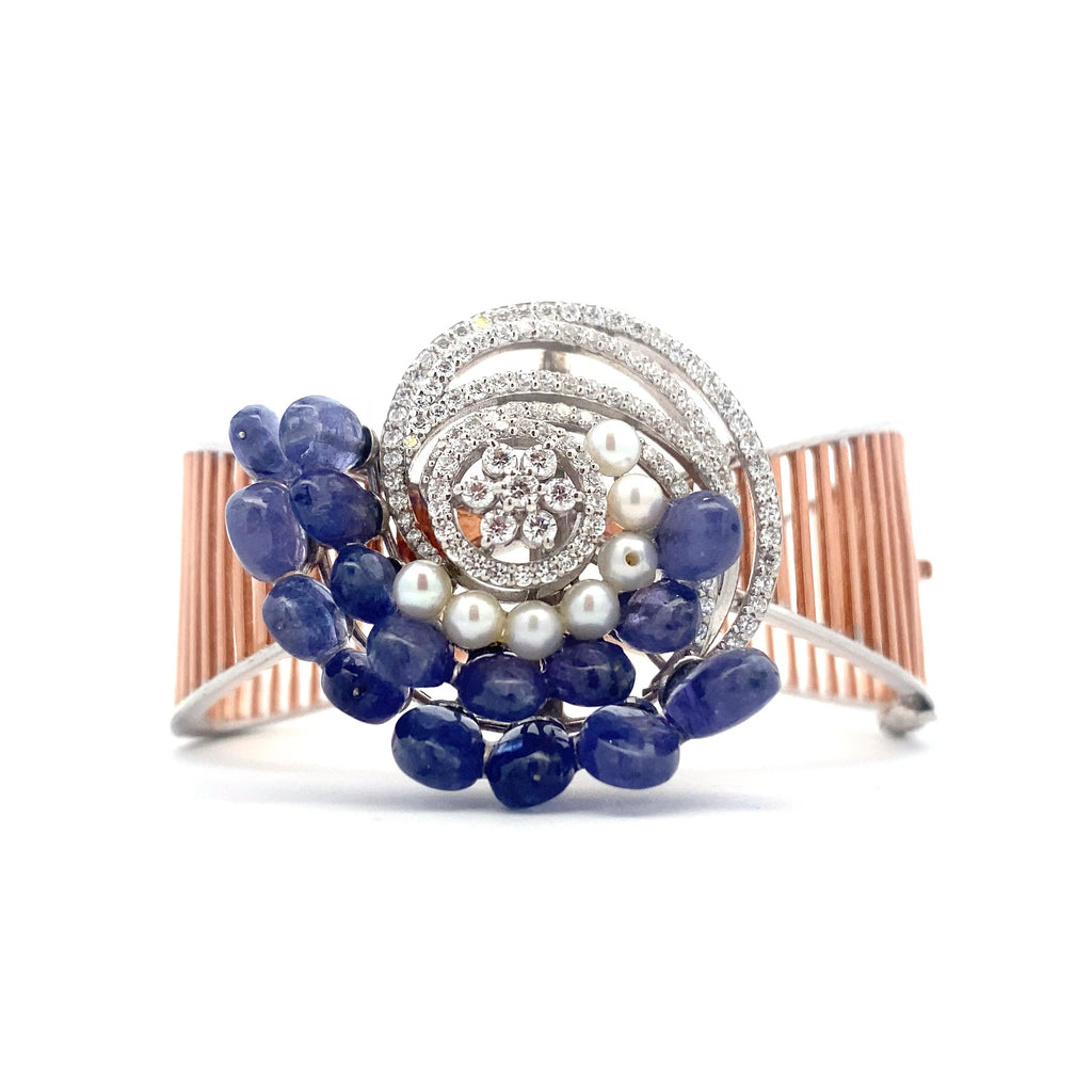Moissanite Sapphire Silver Cuff