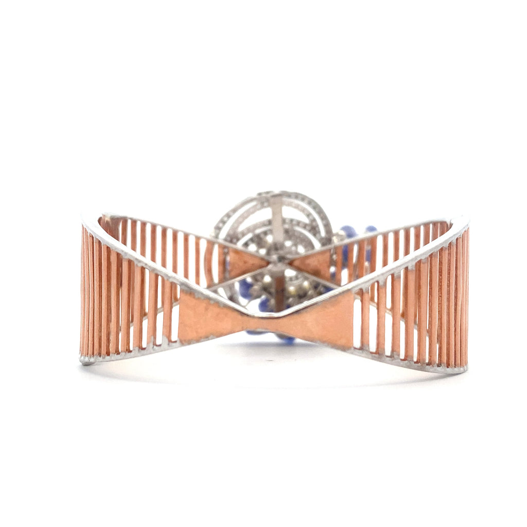Moissanite Sapphire Silver Cuff