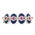 Sapphire Ruby Medallion Link Bracelet