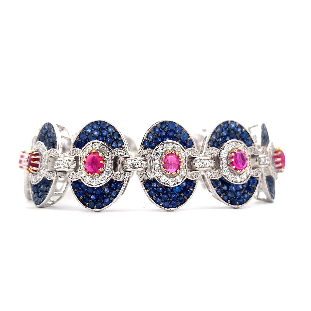 Sapphire Ruby Medallion Link Bracelet
