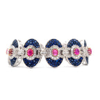 Sapphire Ruby Medallion Link Bracelet