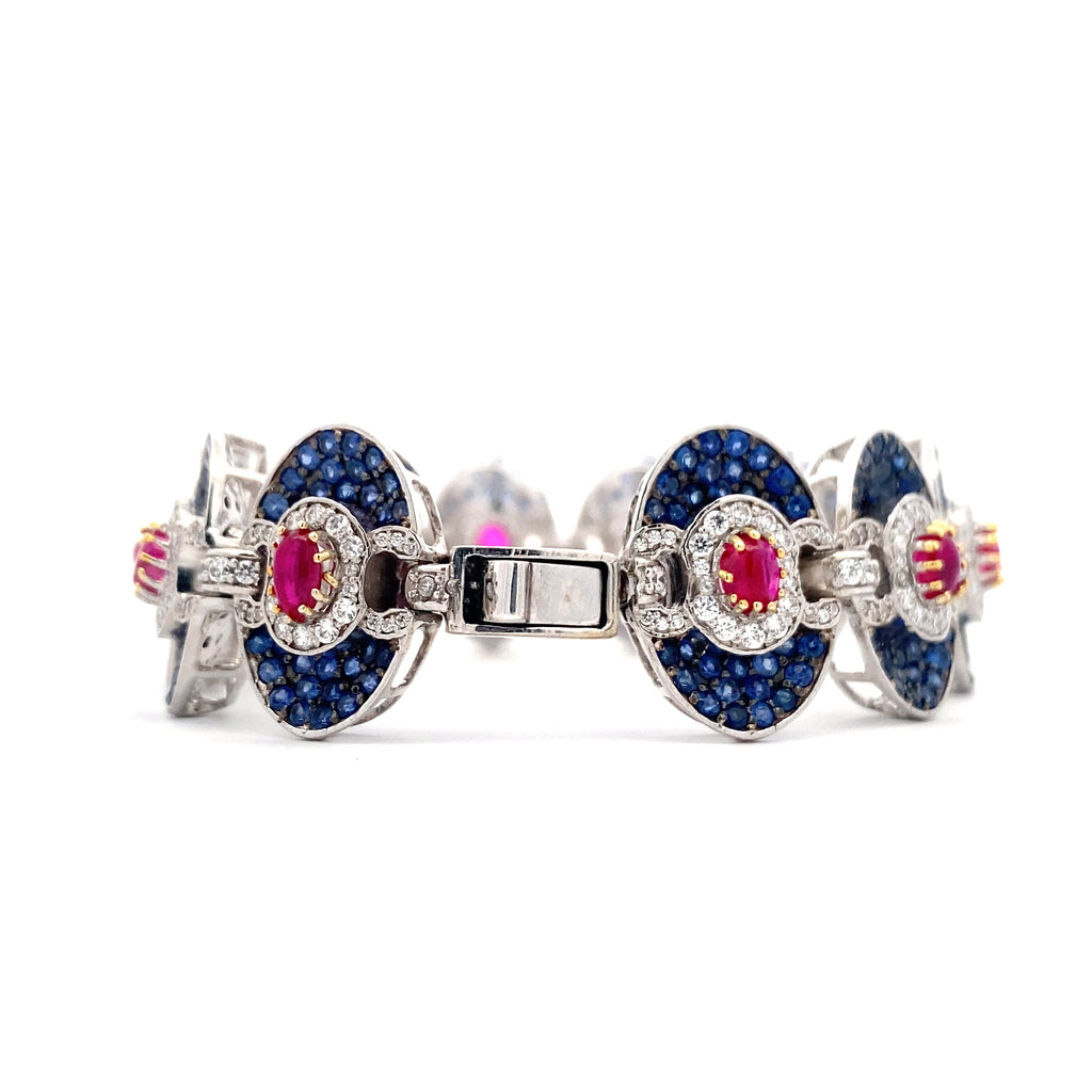 Sapphire Ruby Medallion Link Bracelet