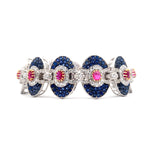 Sapphire Ruby Medallion Link Bracelet