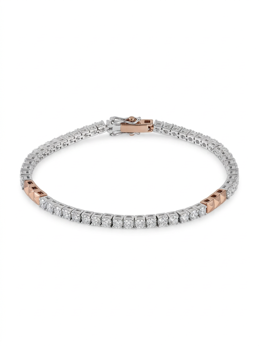 Two-Tone Crystal Tennis Bracelet