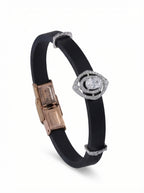 Black Rubber Crystal Bangle Bracelet