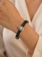 Black Rubber Crystal Bangle Bracelet