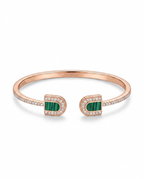Green Stone Open Cuff Bangle