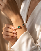 Green Stone Open Cuff Bangle