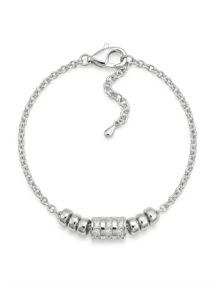 Pave Barrel Rondelle Bracelet
