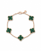 Green Clover Station Rose Gold Bracelet