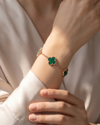 Green Clover Station Rose Gold Bracelet