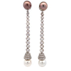 Dual Pearl Crystal Drop Earrings