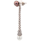 Dual Pearl Crystal Drop Earrings