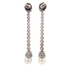Dual Pearl Crystal Drop Earrings