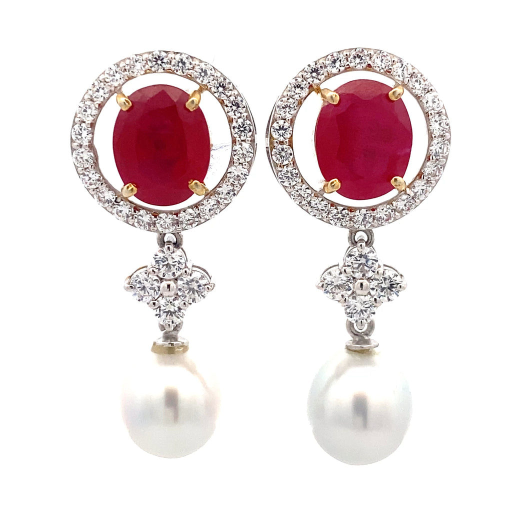Ruby Crystal Pearl Chandelier Drops