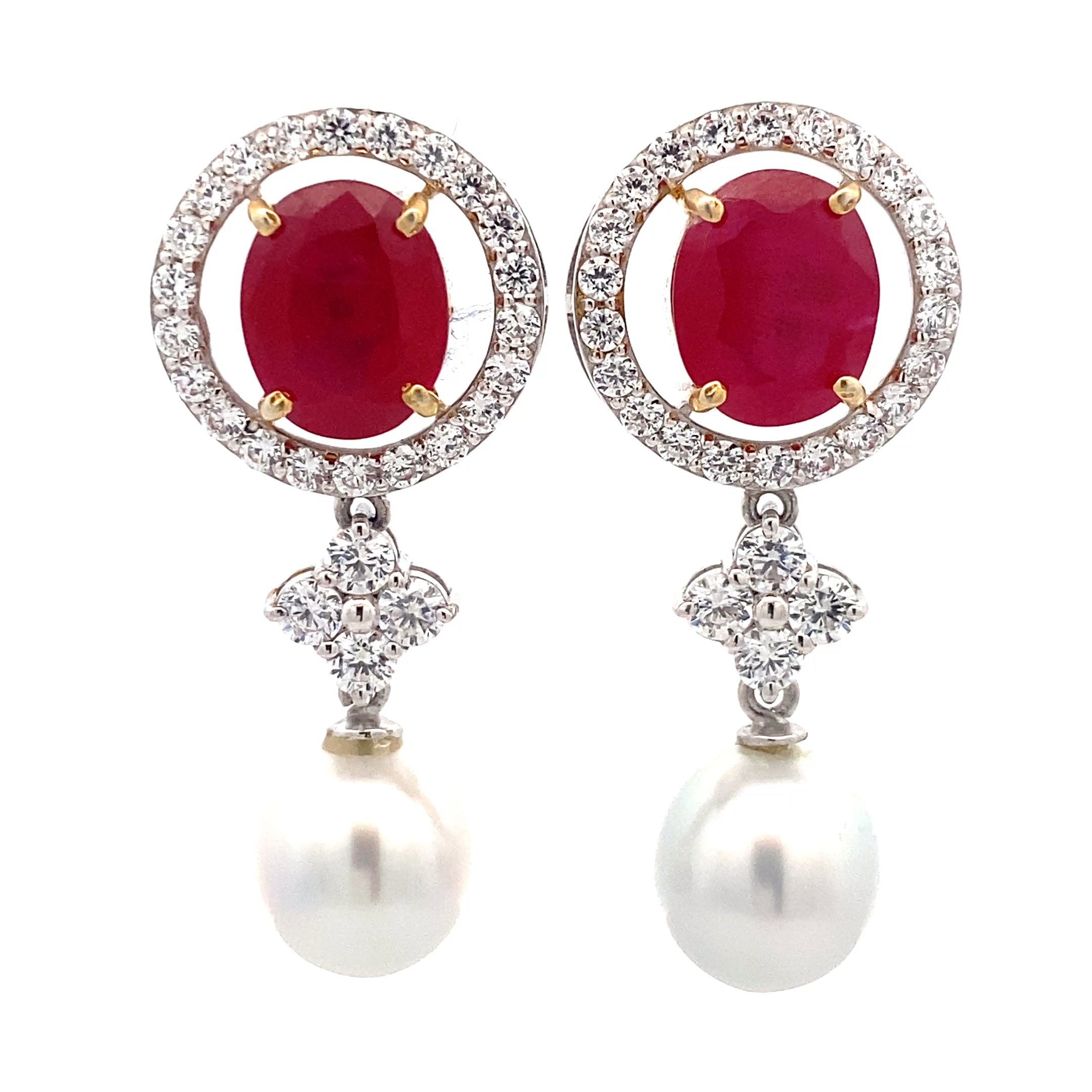 Ruby Crystal Pearl Chandelier Drops