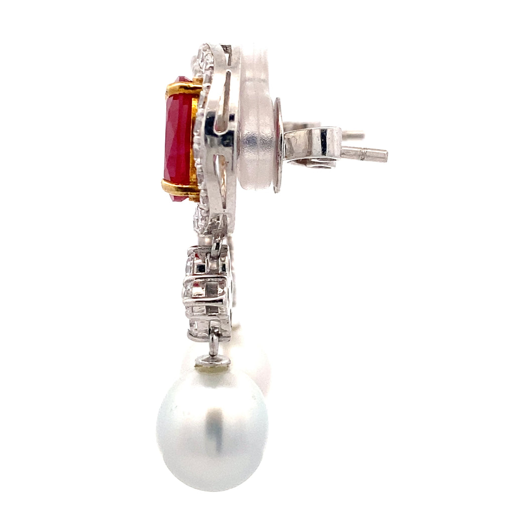 Ruby Crystal Pearl Chandelier Drops