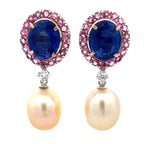 Sapphire Halo Pearl Drops