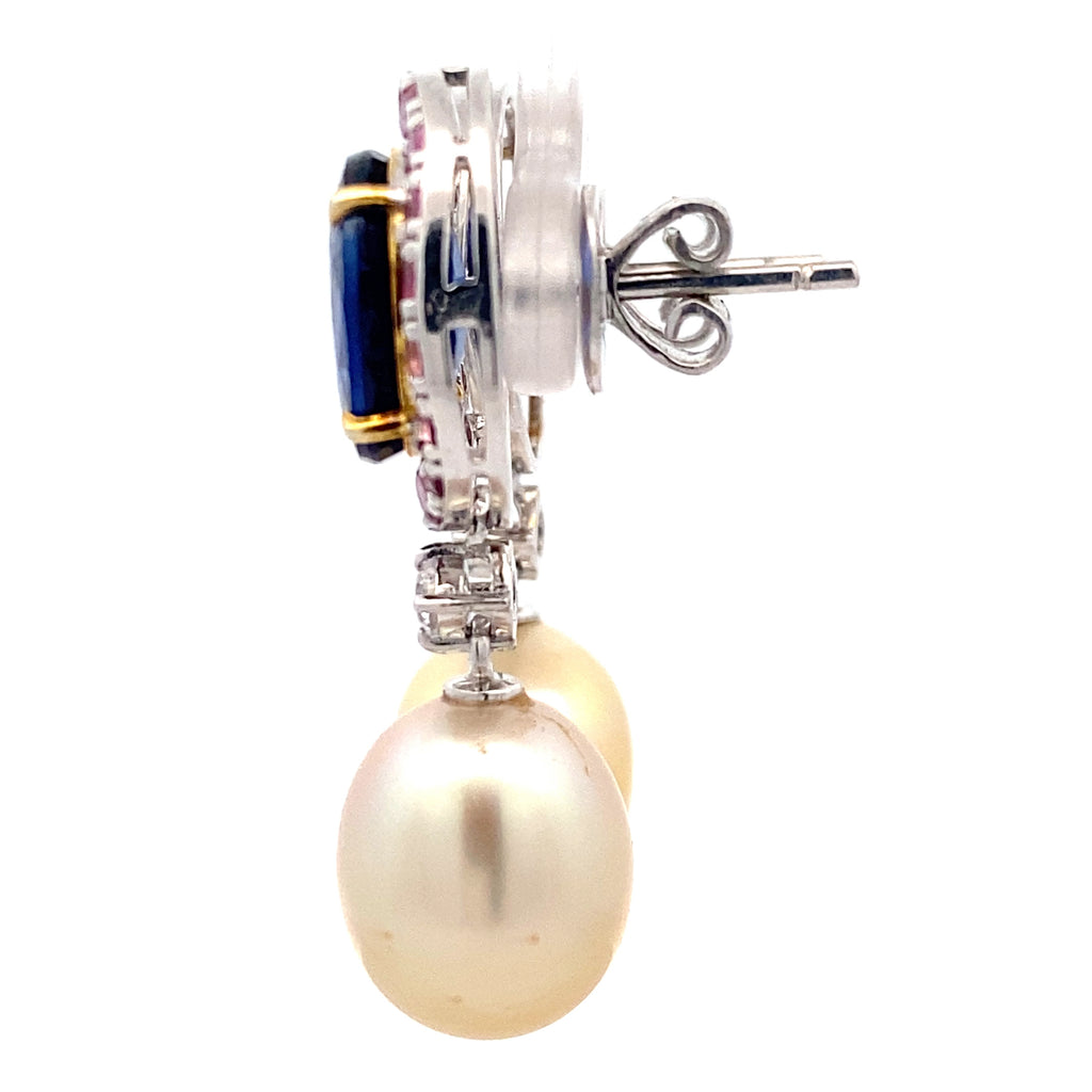 Sapphire Halo Pearl Drops