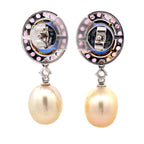 Sapphire Halo Pearl Drops