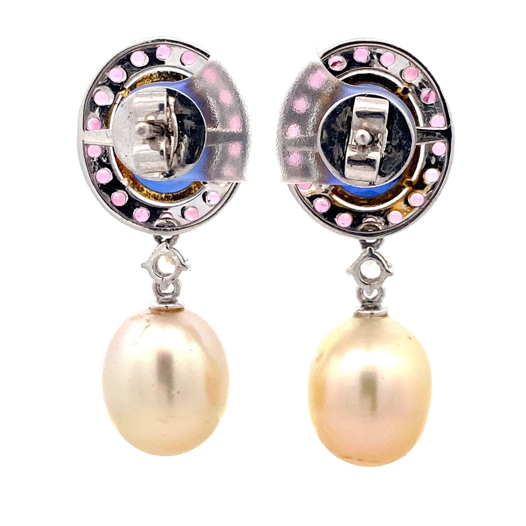 Sapphire Halo Pearl Drops