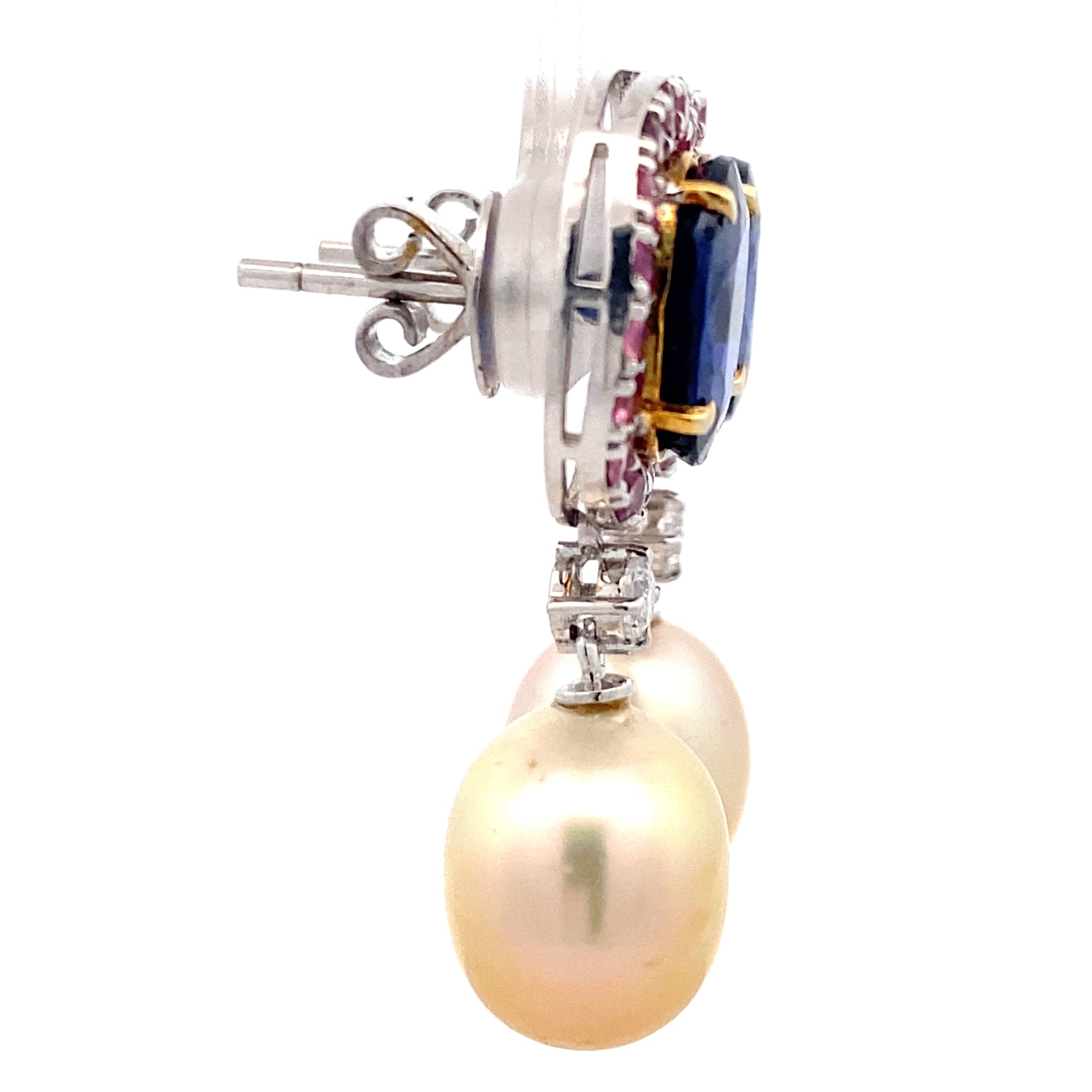 Sapphire Halo Pearl Drops