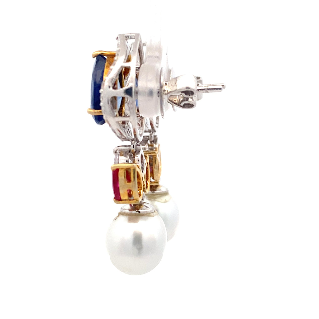 Sapphire Ruby Pearl Linear Drops